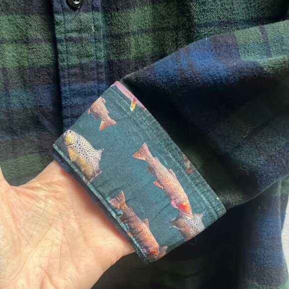 Pladra cotton green blue plaid flannel button up shirt Sz 2X - Picture 7 of 12